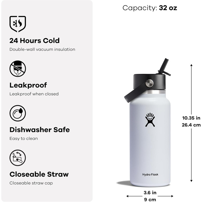 Пляшка для води Hydro Flask з широким горлом, кришка з трубочкою, індиго, 1,2 л