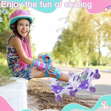 Ролики дитячі ERNAN регульовані, LED ролики для дівчаток та хлопчиків, комфортні, для підлітків та початківців, ідеальні для подарунка на День народження та Різдво (фіолетовий)