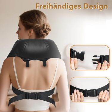 Масажер для шиї та спини Joyset Shiatsu 4D з підігрівом, бездротовий, для зняття болю та розслаблення м'язів. Подарунок для жінок та чоловіків