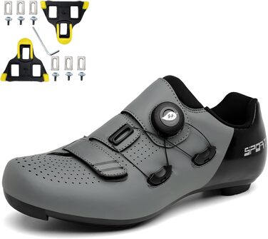 NGARY Велосипедні шкарпетки для чоловіків та жінок, для шосейних велосипедів, сумісні з Peloton, Look SPD SPD-SL Delta, білі (41 EU, Gray Grau)