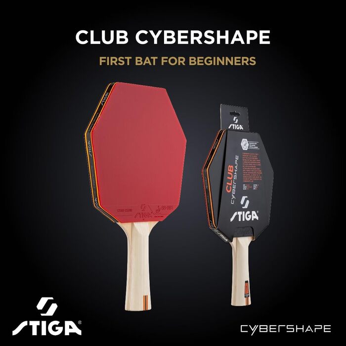 Стіга Клуб Сайбершейп - пінг-понгова ракетка для початківців, 5-шарове дерево, накладка Star Club, велика зона удару, найкраще технічне навчання з самого початку