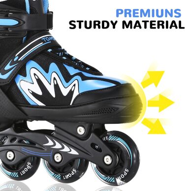 Роликові ковзани TOMSHOO Inliner з регулюванням розміру, LED-колесами, для дітей та дорослих (синій, L (37-39 EU))