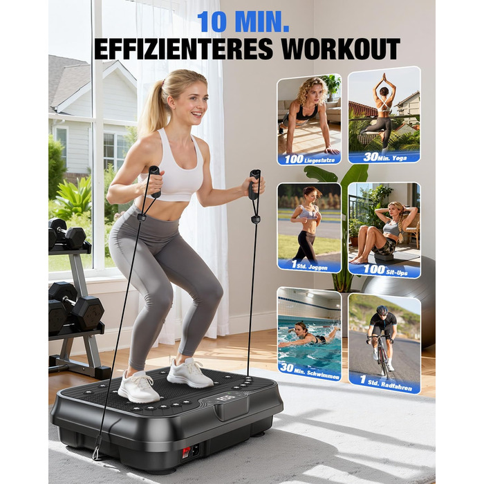 Віброплатформа для фітнесу HomeFitnessCode Mini - для жінок, з регулюванням інтенсивності, тренажер для дому, схуднення, нарощування м'язів, все тіло, чорний глянцевий