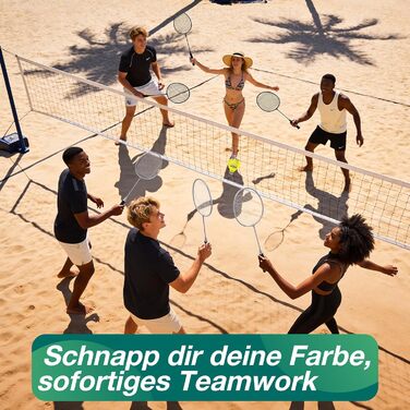 Набір для бадмінтону 6 шт. для ігор на вулиці, включає 6 ракетки, 6 нейлонових воланів для бадмінтону, легкі ракетки для початківців