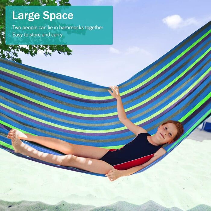 Гамак для відпочинку на відкритому повітрі: кемпінг, балкон, сад. З дерев'яною перекладиною та сумкою. Зелений колір