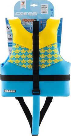 Жилет для плавання CRESSI Froggy з неопрену для дітей, блакитний/жовтий, M (3/6 років)