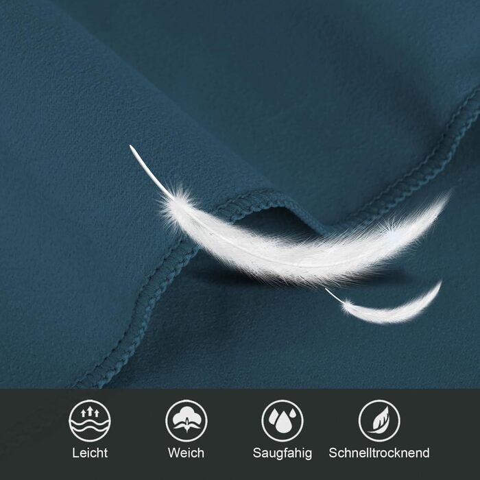 Набір з 3 рушників з мікрофібри: великий 200x100 см та 2 маленькі 80x40 см, швидковисихаючі, для спорту, подорожей, басейну та пляжу (темно-синій)