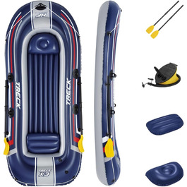 Надувний човен Bestway Hydro-Force TRECK X3, 307×126×39 см, для 3 дорослих та 1 дитини, комплект з веслами та насосом