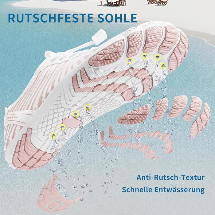 Водні шкарпетки WateLves: унісекс, для чоловіків та жінок, швидко сохнуть, з антиковзкою підошвою та широкою носовою коробкою. Білий, оранжевий, 39 EU