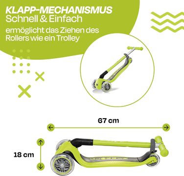 Дитячий самокат GLOBBER Primo складаний, 3 колеса, 120/80 мм, ABEC 5, регульована висота