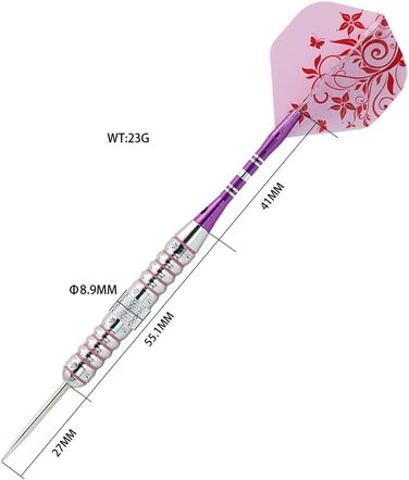 Сталеві дротики CUESOUL Pink Ladies 21/23 г з алюмінієвими стеблями (наконечник сталевий)