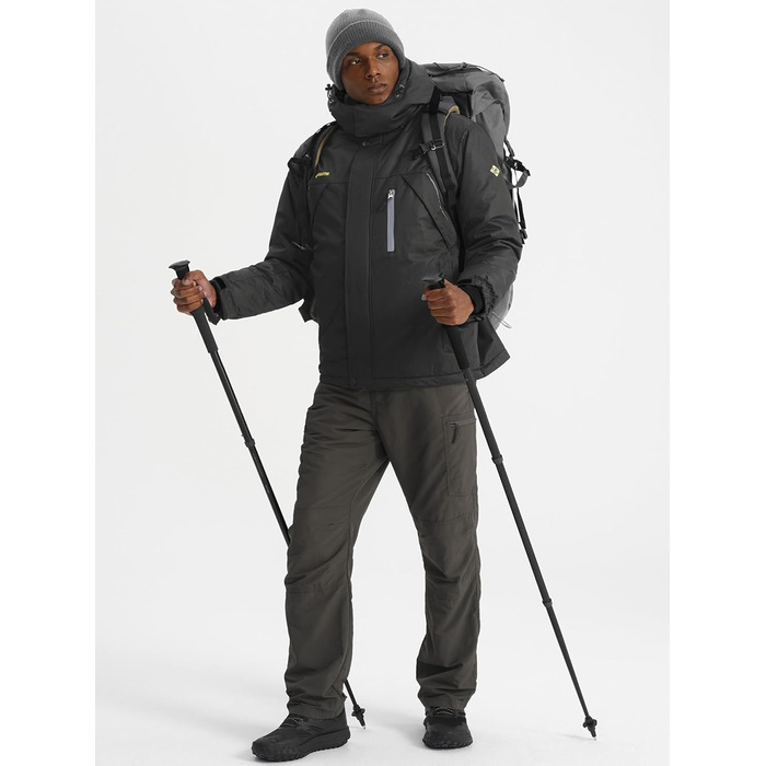 Чоловіча зимова куртка GEMYE, непромокальна, чорна (M, сірий колір 01)