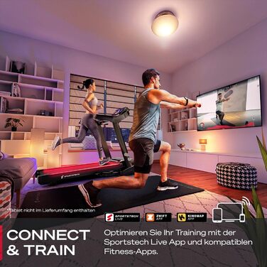 Біговий тренажер Sportstech F37s Pro: складаний, до 20 км/год, 7PS, з нахилом, 150 кг, з'єднання з APP, чорний