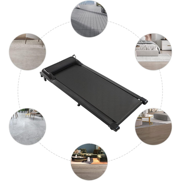 Доріжка Walking Pad для ходьби під стіл, компактна бігова доріжка для дому та офісу з LCD-дисплеєм і пультом, чорна