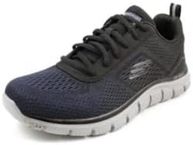 Чоловічі кросівки Skechers Track Ripkent (42.5 EU, Wide Fit), темно-сині з чорною обробкою, сітчасті