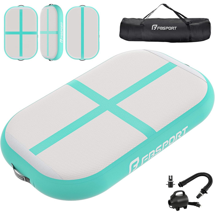 FBSPORT Килимок для гімнастики та йоги, 60x100x20 см, зелений, з насосом та сумкою