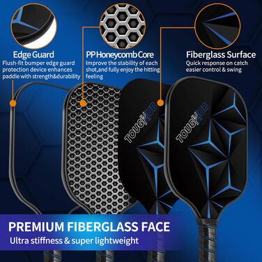 Набір ракет для піклболу 2 шт. – фіберглас, легкі ракетки з 4 м'ячами та сумкою, універсальний розмір