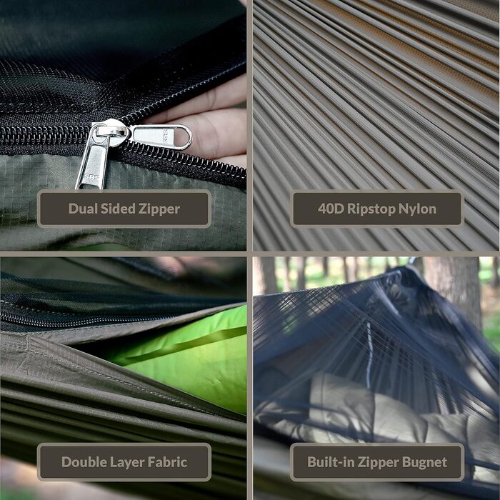 Гамак Onewind Premium 11' з москітною сіткою та ременями для кріплення, 335x162 см, для кемпінгу, подорожей та хайкінгу