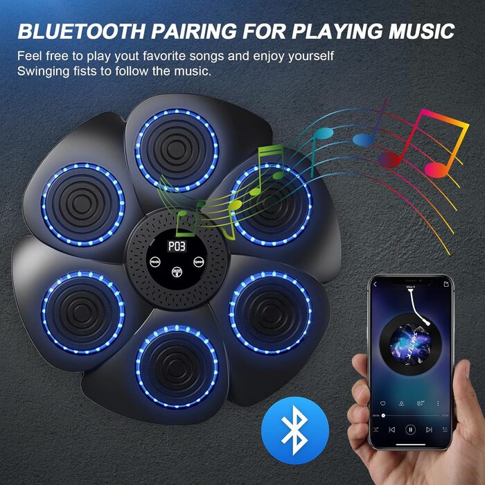 Розумна музична боксерська машина з Bluetooth, 9 режимів і 18 швидкостей, настінна, з боксерськими рукавичками для дому