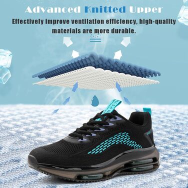 Кросівки чоловічі Hitmars з повітряною подушкою, розмір 39-48 (сітка, чорний/зелений)