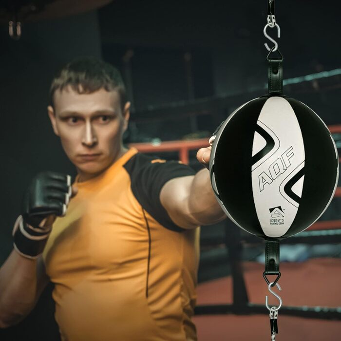 Набір боксерських мішок AQF: боксерський мішок, мішок-груша, шкіряний, для тренувань, професійний, чорно-білий