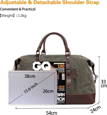 Спортивна сумка-дорожня FANDARE для подорожей та кемпінгу, багатофункціональна сумка-вікенд з канвасу, армійський зелений