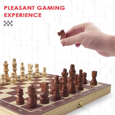 Шаховий набір Tekenebse: складане шахове поле 29x29 см, магнітні фігури, дерев'яний, для дітей та дорослих