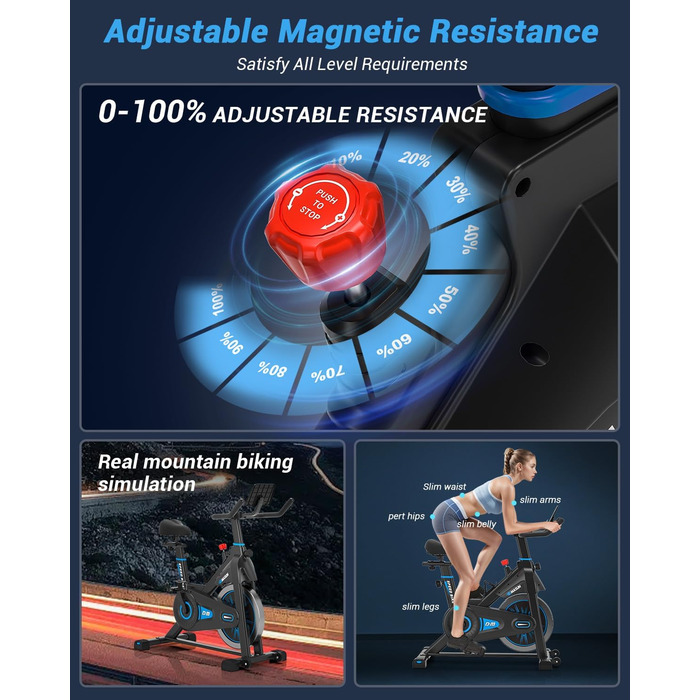 Велотренажер DMASUN 8715C з магнітним опором, велоергометр з LCD-дисплеєм, фітнес-велосипед для дому, до 160 кг