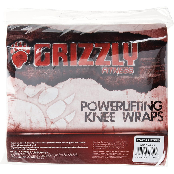 Пауерліфтинг наколінники Grizzly Fitness 7,6 см, універсальні, для чоловіків і жінок