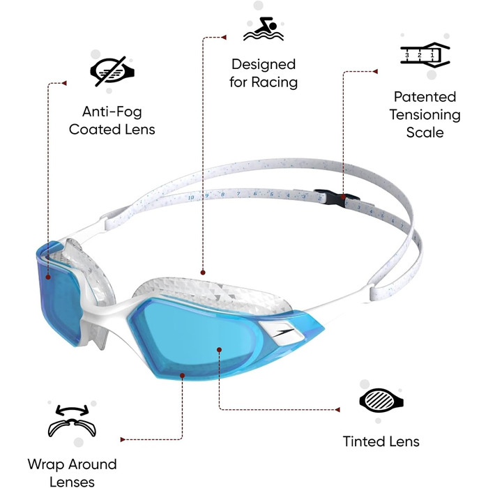 Окуляри для плавання Speedo Aquapulse Pro сині, унісекс, антифог, водонепроникні