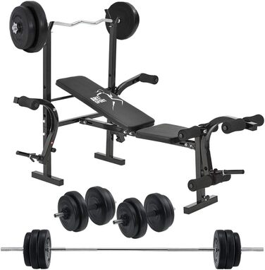 ArtSport Hantelbank Set ProfiGym 1000: 3in1 (60 кг) - Розкладна тренажерна лава для силових тренувань, чорна