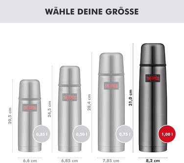 Термос Thermos Light & Compact для напоїв, 1.0 л, сірий (Stone Grey), сталь