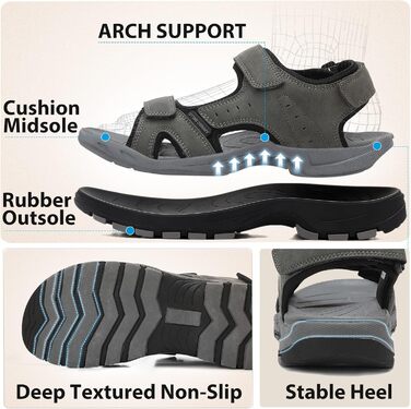 Чоловічі сандалі ARRIGO BELLO для трекінгу та відпочинку, сірі, розмір 43 EU