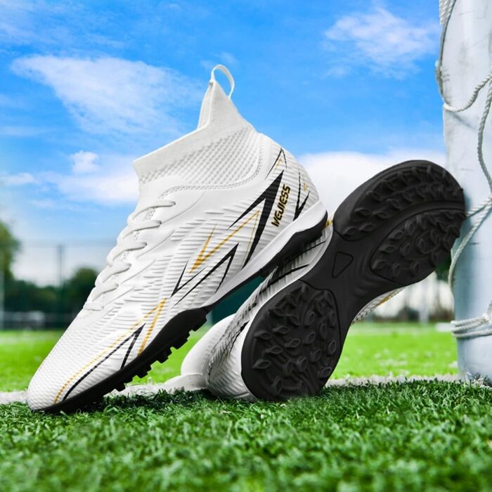 Черевики для футболу чоловічі та дитячі з високим верхом, бутси для занять футболом, залу, тренувань (білий, 41 EU)