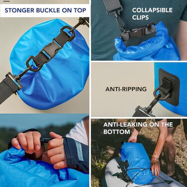 Водонепроникний мішок Unigear Dry Bag 2L/5L/10L/20L/40L – рюкзак, сумка для риболовлі, каякінгу, плавання, кемпінгу та пляжу (40L, світло-блакитний)