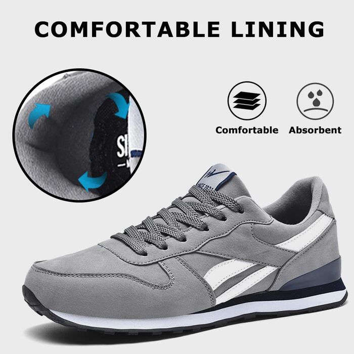 Чоловічі кросівки для бігу та занять спортом: легкі, дихаючі, з неслизькою підошвою. Розміри 39-45 EU, кольори: чорний, сірий