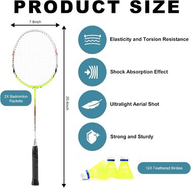 Набір для бадмінтону YAKS 3U Ful Carbon Professional Ultra Light High Elastic Adult Student Training Set, міцний