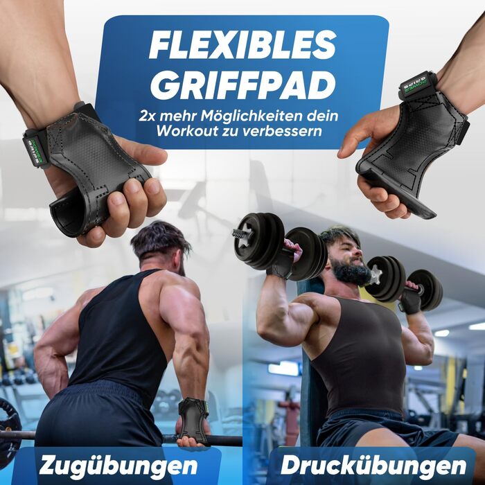 Гріпси для тренувань NetroxSports Power Grips - фітнес-ремні для підйому важкої ваги, бодібілдингу з захистом зап'ястя, чорні (M)