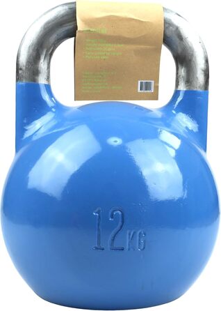 TITAN LIFE PRO Гиря для кросфіту 12 кг, сталева, професійна, з великою основою, для змагань, синя