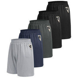 Шорти спортивні чоловічі 5 шт. Короткі шорти з кишенями, швидковисихаючі. Ідеально для тренувань, джогінгу, баскетболу. Кольори: чорний, темно-сірий, темно-синій, світло-сірий. Розмір L