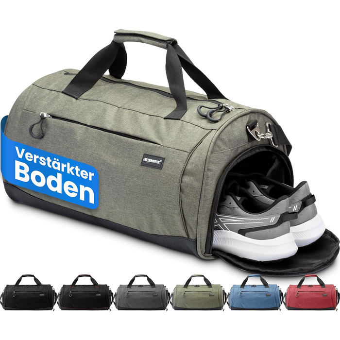 Спортивна сумка Heldenwerk® для жінок та чоловіків, 30л, 48 x 26 x 25 см. З відділенням для взуття та мокрих речей. Ідеальна для подорожей, тренувань, фітнесу.