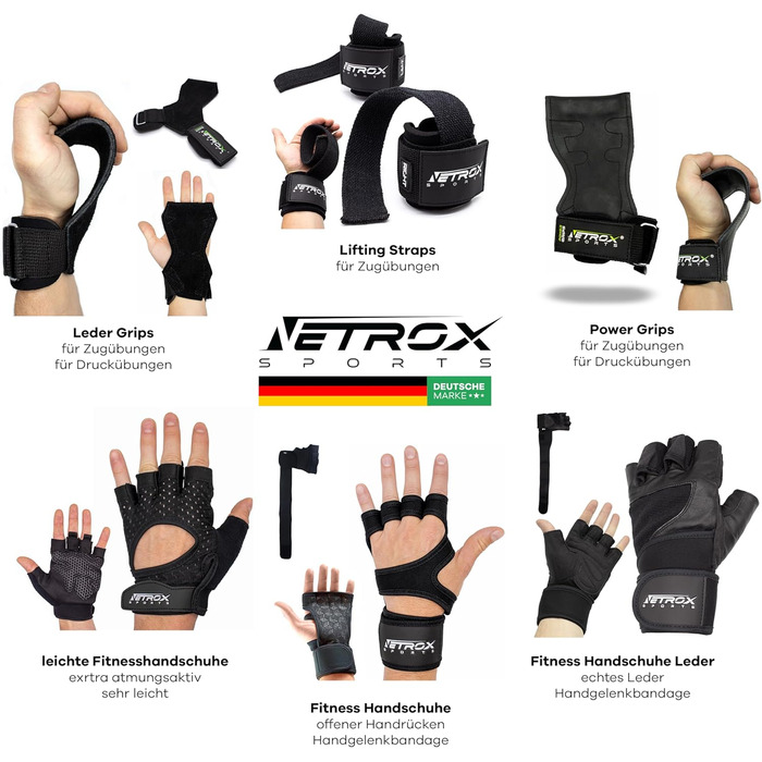 NetroxSports Hyper Grips – Ремені для тяги, фітнес-страпи для важкої атлетики, бодібілдингу, кросфіту, захист зап'ястя, універсальні для чоловіків і жінок
