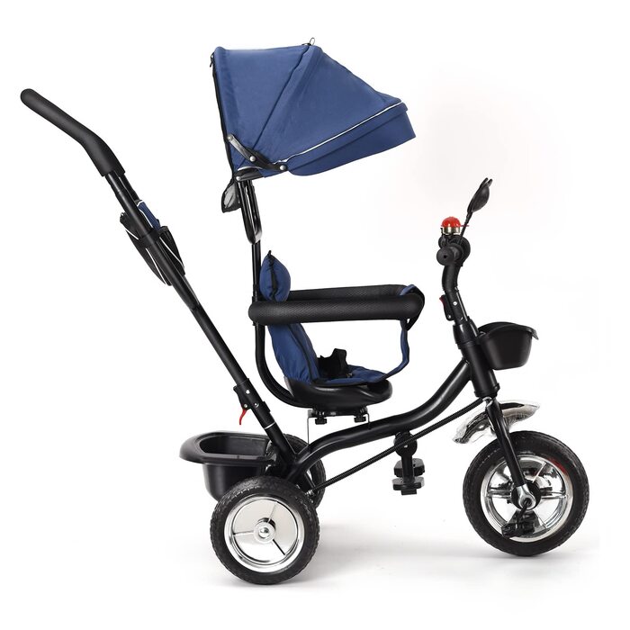 Триколісний велосипед для дітей, 5 в 1, росте разом з дитиною: велосипед, візок, поворотний сидіння 360°, ручка-штовхач, знімний тент, ремінь безпеки 3 точки, кошик для зберігання, 1-5 років
