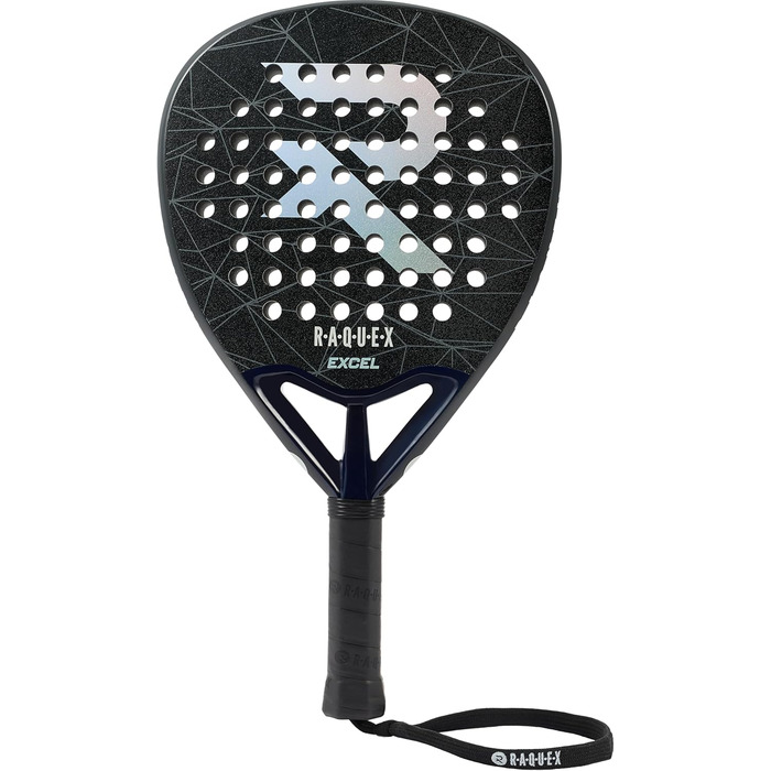 Ракетка для падел Raquex Excel 12K Carbon – для початківців та просунутих гравців, піна ImpactCore Eva 15, з ремінцем на зап'ястя (Чорна)