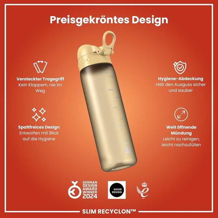 Фляга для води Ion8 Trinkflasche, Zartrosa (Evo, Wüste): витримує протікання, з зручним клапаном, BPA-free, для спорту та подорожей