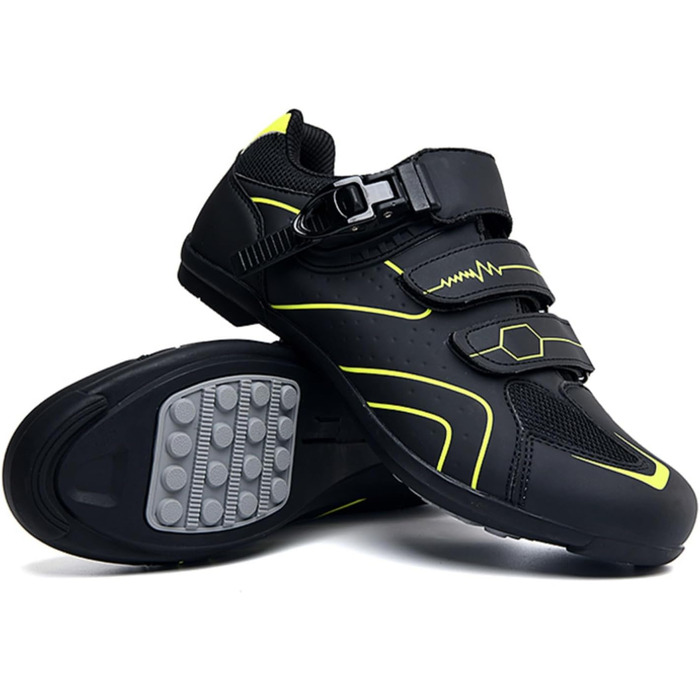 Велотуфлі Mateju для чоловіків та жінок без кліп, 36-47 EU. З гумовою підошвою, антиковзаючі, дихаючі, No-Lock для їзди на велосипеді на відкритому повітрі (568 Жовтий, 46 EU)