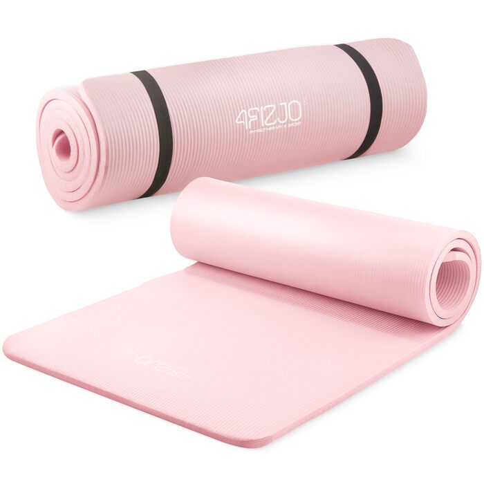 Фітнес-мат 4FIZJO 180x60 см, рожевий, 1.5 см, NBR піна, антиковзкий, для йоги, пілатесу, спорту та гімнастики, з ременем для транспортування