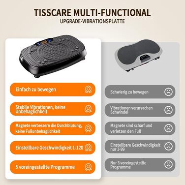 Вібраційна платформа TISSCARE для дому: тренування, схуднення, формування фігури та м'язів. 120 рівнів, 5 режимів, до 180 кг. Чорний колір