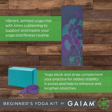 Йога-набір для початківців Gaiam: килимок, блок, ремінь, Лілейна тінь