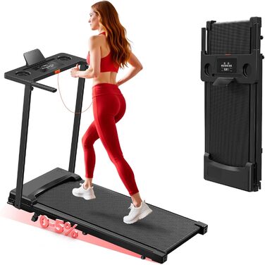 Складане бігове полотно для дому з нахилом 5°, портативне, 8 км/год, 2.5 PS, з ручками, LED-дисплей, тримач для напоїв, 2 в 1